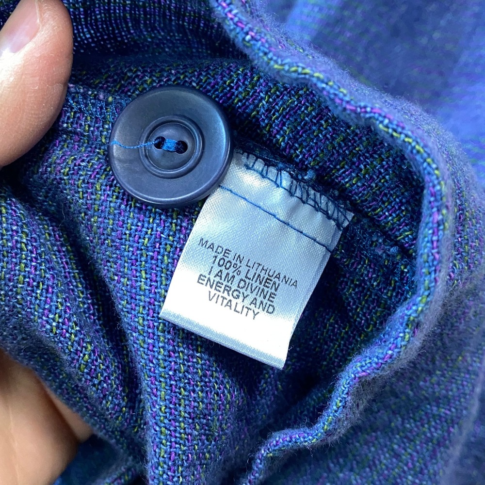 Flax Blue Button-Front Linen Jacket - Picture 6 of 7